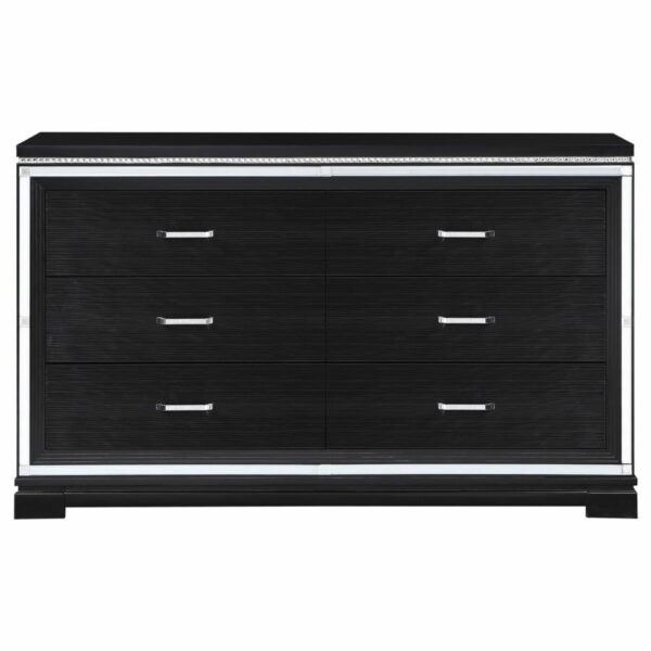 Cappola - Rectangular 6-Drawer Dresser - Silver And Black - Image 11