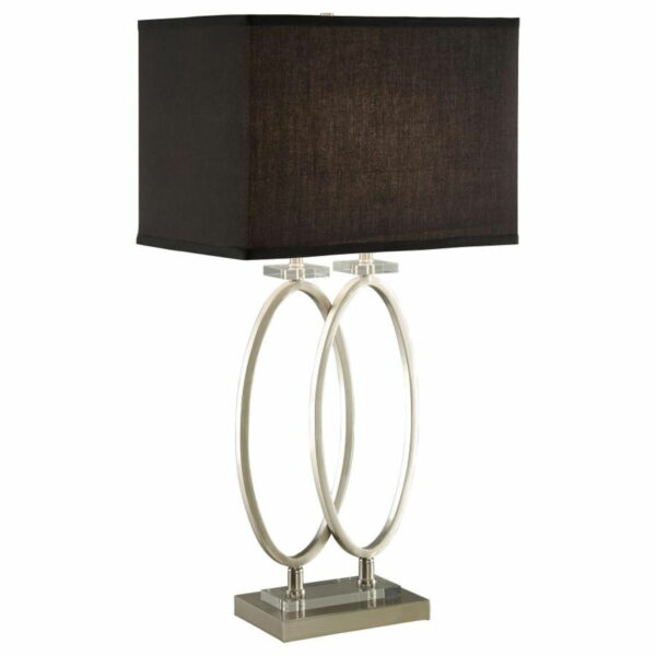 Izuku - Rectangular Shade Table Lamp - Black And Brushed Nickel - Image 2