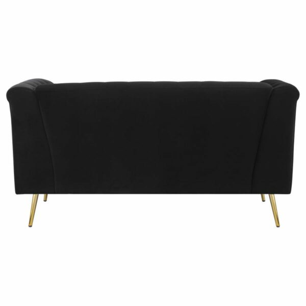 Holly - Tuxedo Arm Tufted Back Loveseat - Black - Image 11