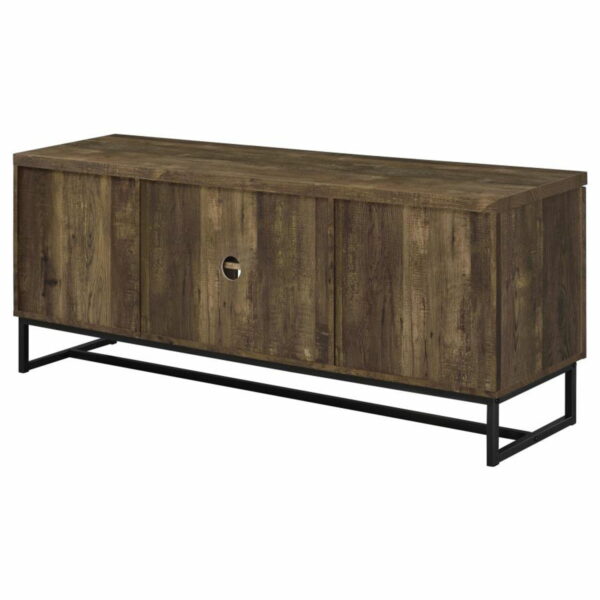 Myles - 2-Door TV Console With Adjustable Shelves - Rustic Oak Herringbone - Image 9
