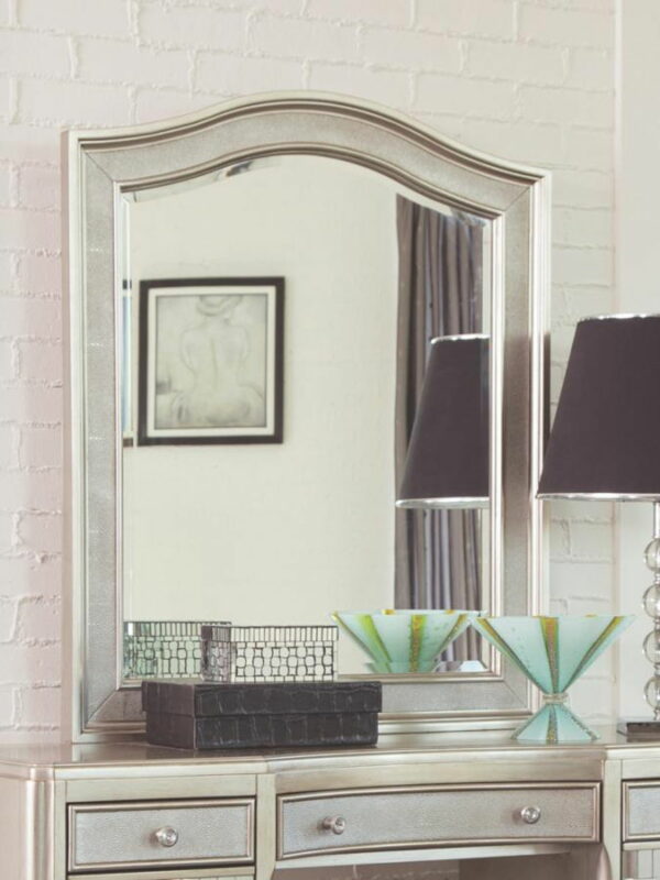 Bling Game - Arched Top Vanity Mirror - Metallic Platinum - Image 2