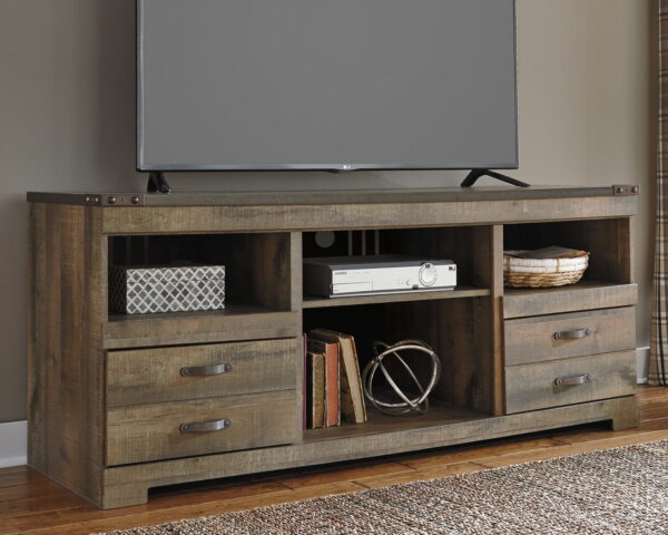 Trinell - Brown - 63" TV Stand With Glass/Stone Fireplace Insert - Image 2