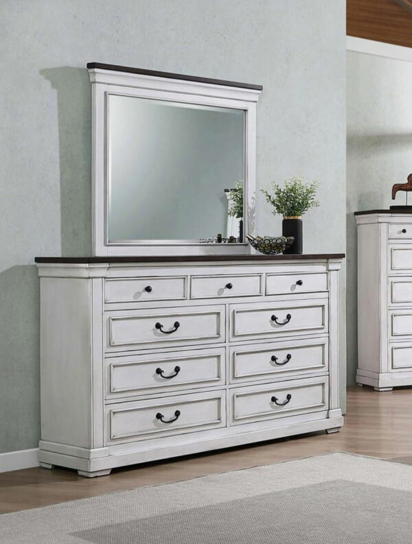 Hillcrest - 9-drawer Dresser With Mirror - Dark Rum And White - Image 4