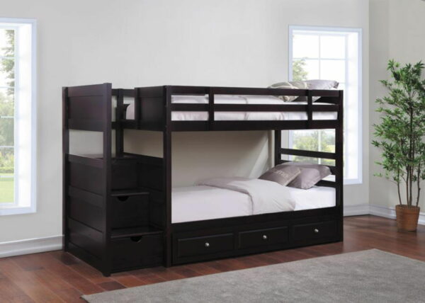 Elliott - Twin Over Twin Stairway Bunk Bed - Cappuccino - Image 4