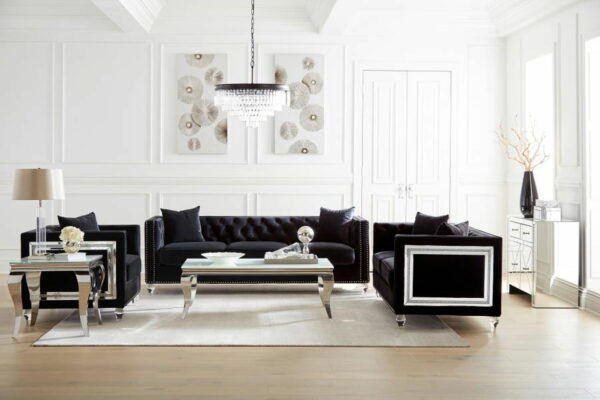 Delilah - Upholstered Tufted Tuxedo Arm Loveseat - Black - Image 4