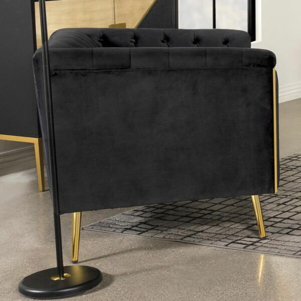 Holly - Tuxedo Arm Tufted Back Chair - Black - Image 7