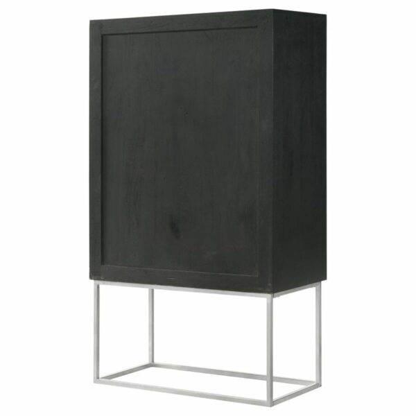 Borman - 2-Door Bar Cabinet Wine Storage - Walnut And Black - Image 7