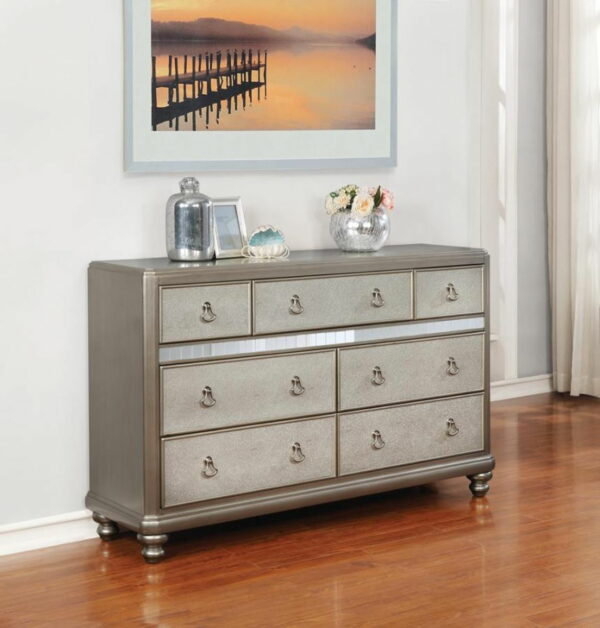 Bling Game - 7-Drawer Dresser - Metallic Platinum - Image 9