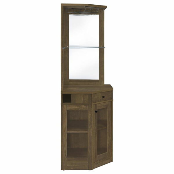 Alviso - Corner Bar Cabinet With Stemware Rack - Rustic Oak - Image 5