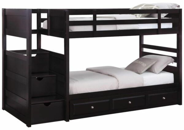 Elliott - Twin Over Twin Stairway Bunk Bed - Cappuccino - Image 3