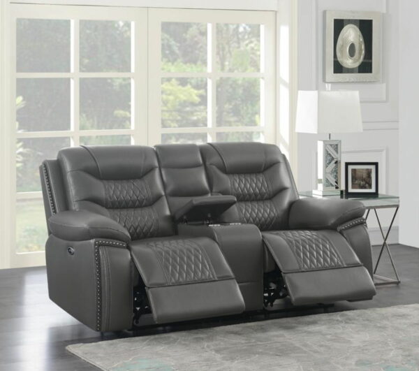 Flamenco - Tufted Upholstered Power Loveseat With Console - Charcoal - Image 5