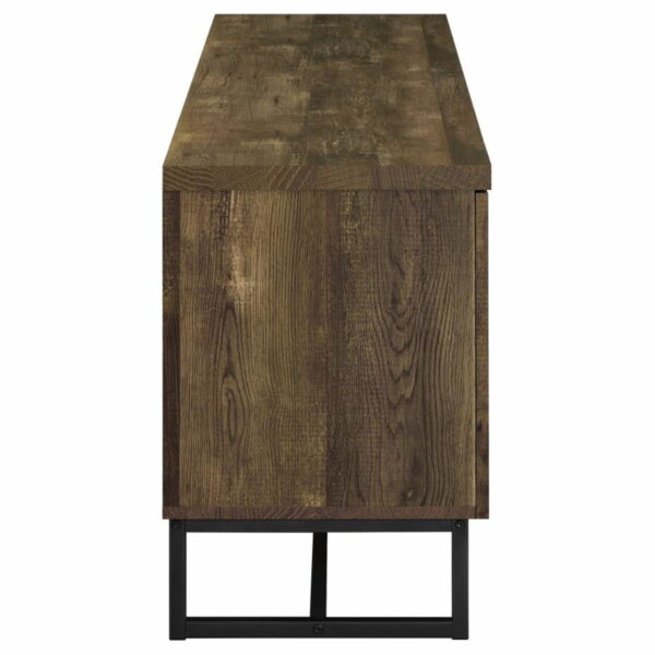 Myles - 2-Door TV Console With Adjustable Shelves - Rustic Oak Herringbone - Image 11