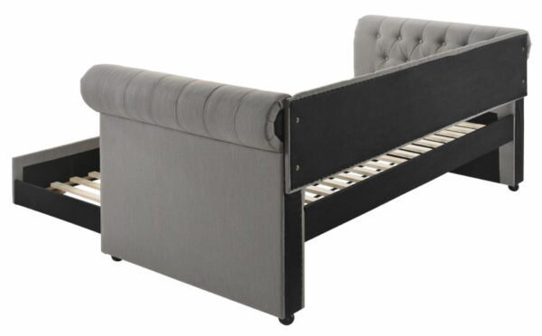 Kepner - Tufted Upholstered Day Bed With Trundle - Gray - Image 4