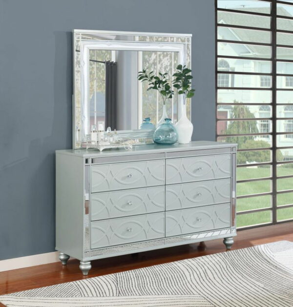 Gunnison - 6-drawer Dresser With Mirror - Silver Metallic - Image 5
