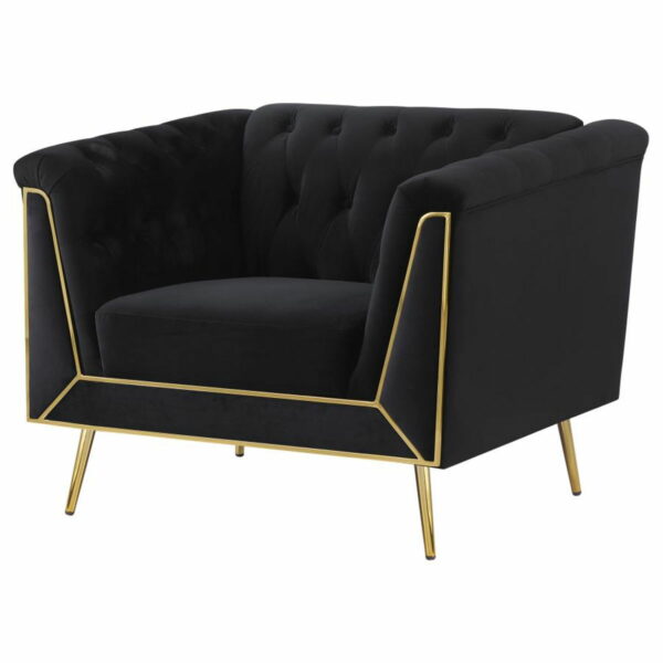 Holly - Tuxedo Arm Tufted Back Chair - Black - Image 5