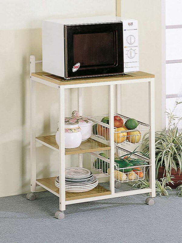 Kelvin - 2-Shelf Kitchen Cart - Natural Brown And White - Image 4
