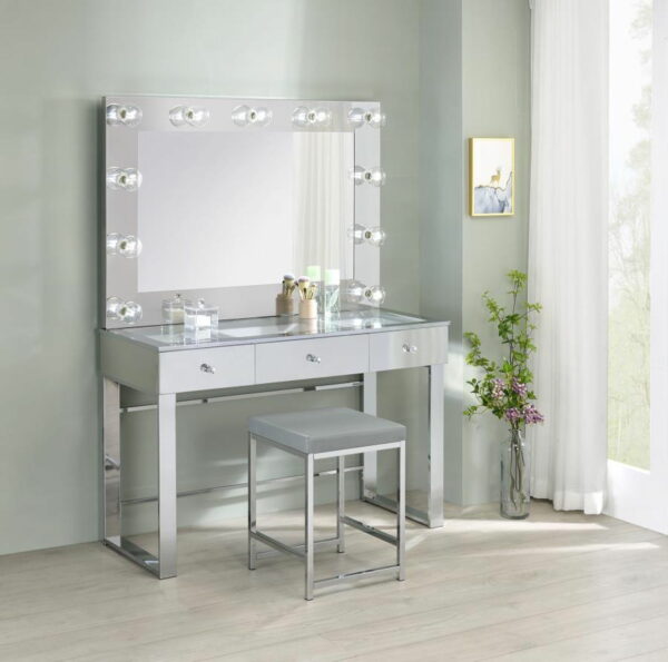 Umbridge - Upholstered Square Padded Cushion Vanity Stool - Image 4