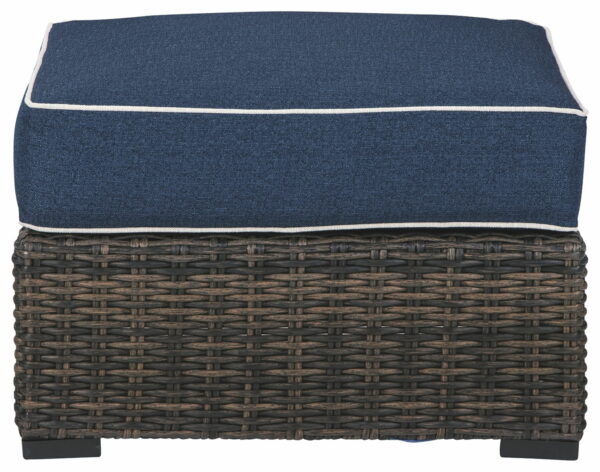 Grasson - Brown / Blue - Ottoman With Cushion - Image 3