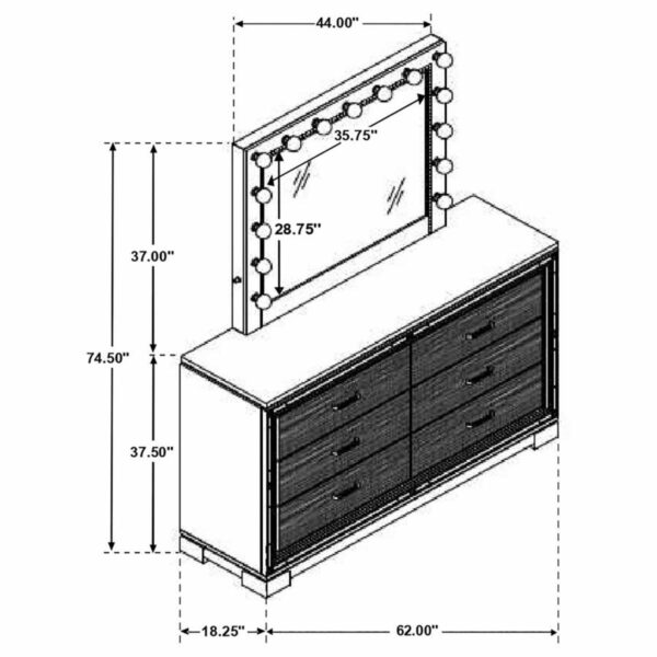 Cappola - Rectangular 6-drawer Dresser With Mirror - Silver And Black - Image 13