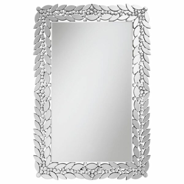 Cecily - Rectangular Leaves Frame Wall Mirror Faux Crystal - Image 6