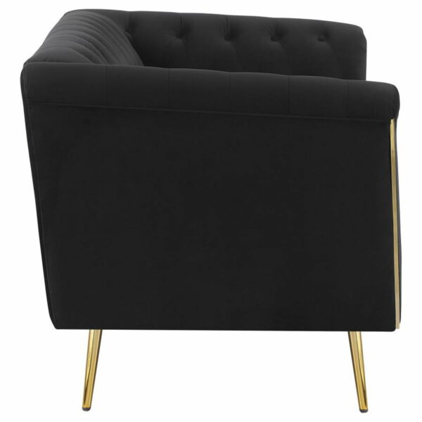 Holly - Tuxedo Arm Tufted Back Loveseat - Black - Image 9