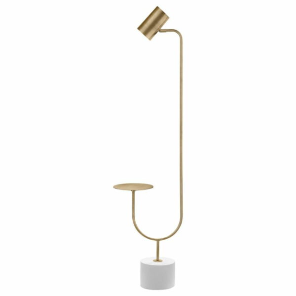 Jodie - Round Base Floor Lamp - Antique Brass And Gray - Image 7