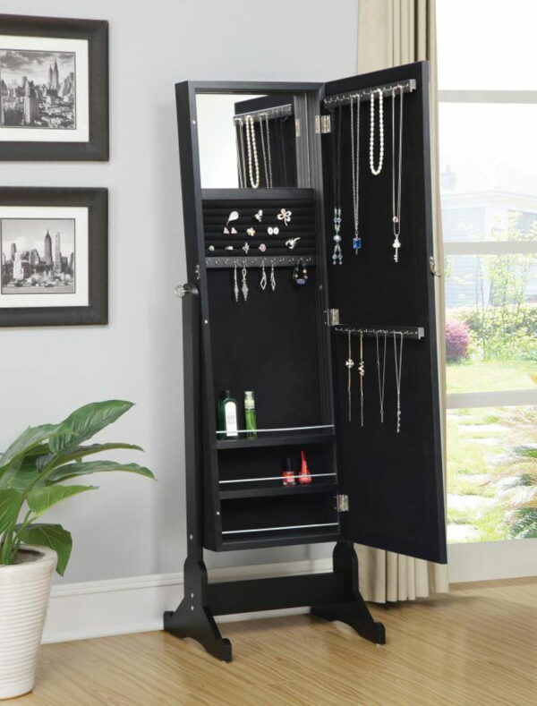 Cortez - Storage Jewelry Cheval Mirror - Black - Image 3