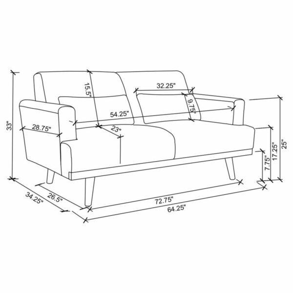 Blake - Upholstered Loveseat With Track Arms - Sharkskin And Dark Brown - Image 8
