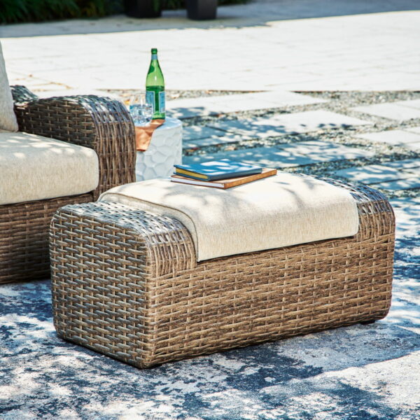 Sandy Bloom - Beige - Ottoman With Cushion - Image 2