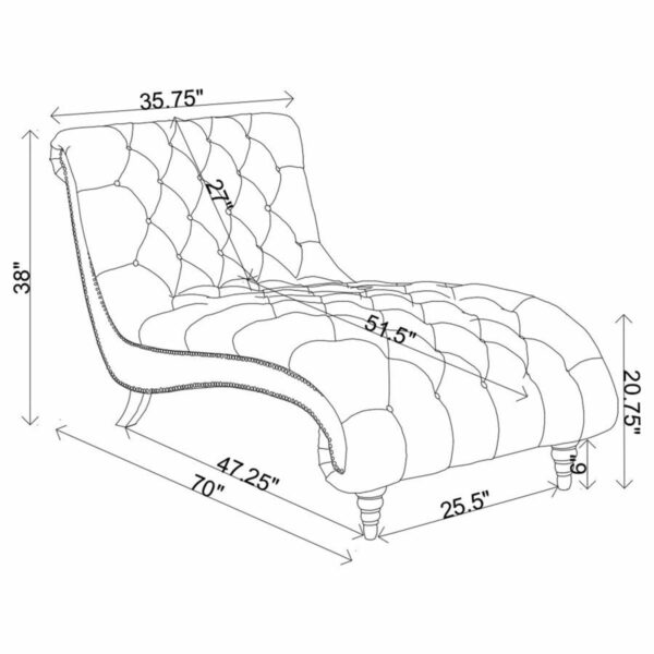 Lydia - Tufted Cushion Chaise With Nailhead Trim - Gray - Image 3