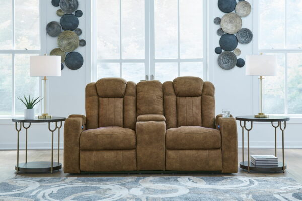 Wolfridge - Brindle - 2 Pc. - Power Reclining Sofa, Power Reclining Loveseat With Console - Image 3