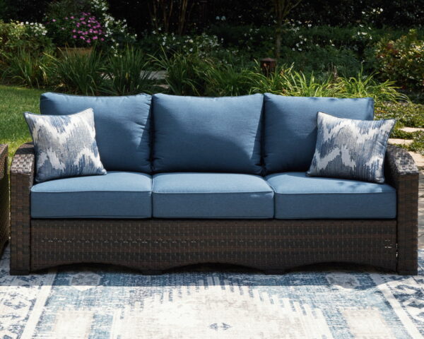 Windglow - Blue / Brown - Sofa With Cushion - Image 9