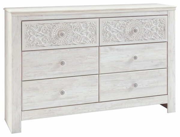 Paxberry - Whitewash - Dresser, Mirror - Medallion Drawer Pulls - Image 4