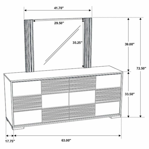 Blacktoft - 6-drawer Dresser With Mirror - Black - Image 4