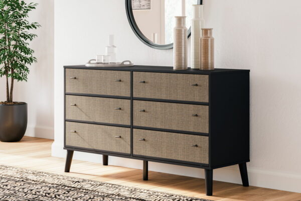 Charlang - Black / Gray - Six Drawer Dresser - Image 9