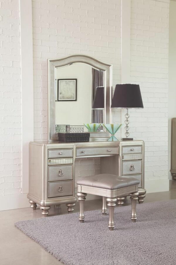 Bling Game - Arched Top Vanity Mirror - Metallic Platinum - Image 3
