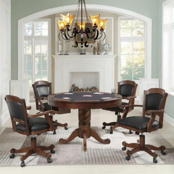 Turk - 5 Piece Game Table Set - Tobacco And Black - Image 11