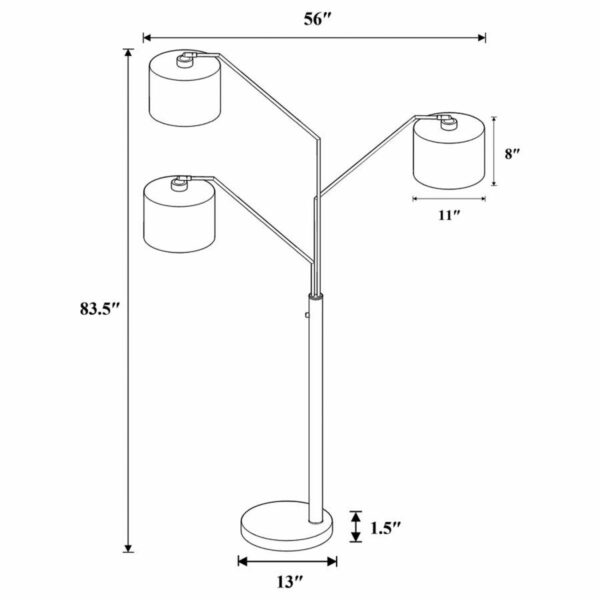 Jirou - Trio Drum Shade Floor Lamp - Stain Nickel - Image 2