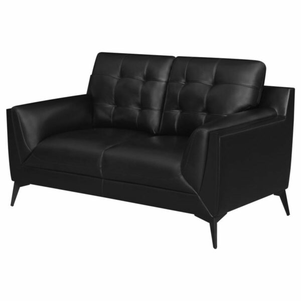 Moira - Upholstered Tufted Loveseat With Track Arms - Black - Image 9