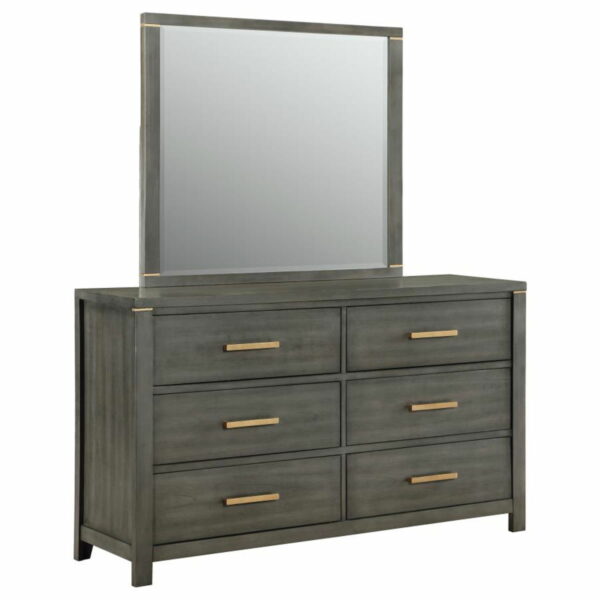 Kieran - 6-Drawer Bedroom Dresser With Mirror - Grey - Image 3