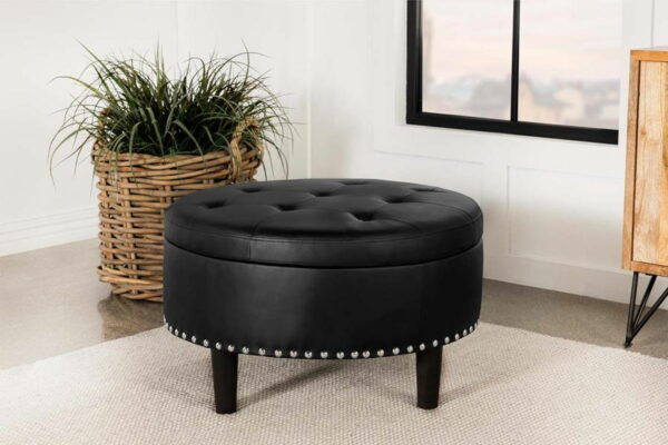 Jace - Upholstered Tufted Storage Ottoman - Black - Image 2