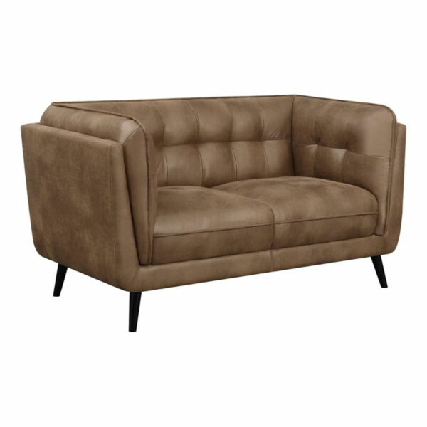 Thatcher - Upholstered Button Tufted Loveseat - Brown - Image 8