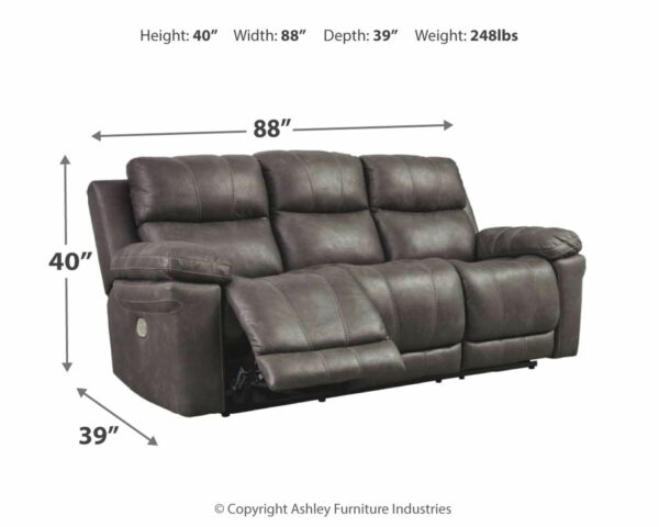 Erlangen - Dark Gray - Pwr Rec Sofa With Adj Headrest - Image 2