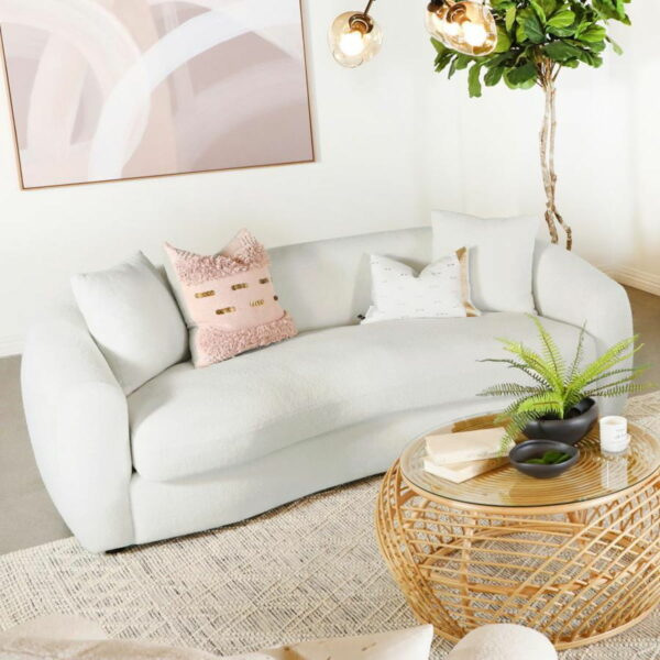 Isabella - Upholstered Tight Back Sofa - White - Image 4