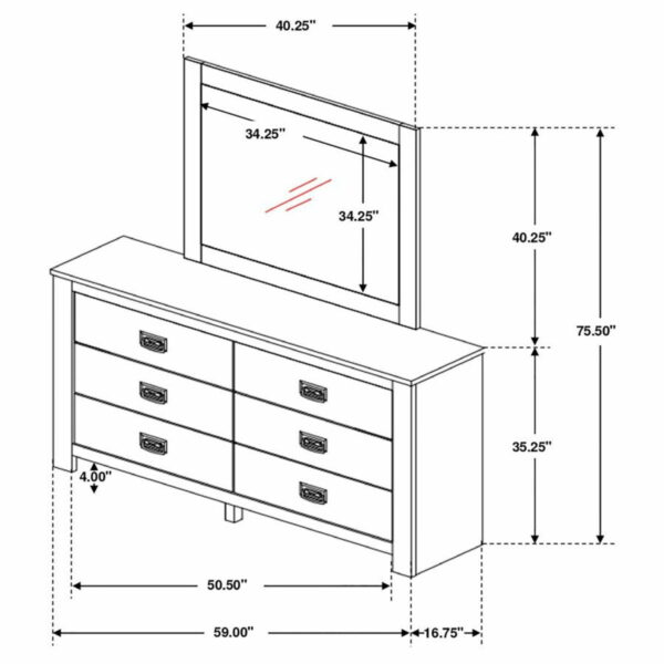 Frederick - 6-drawer Dresser With Mirror - Weathered Oak - Image 9