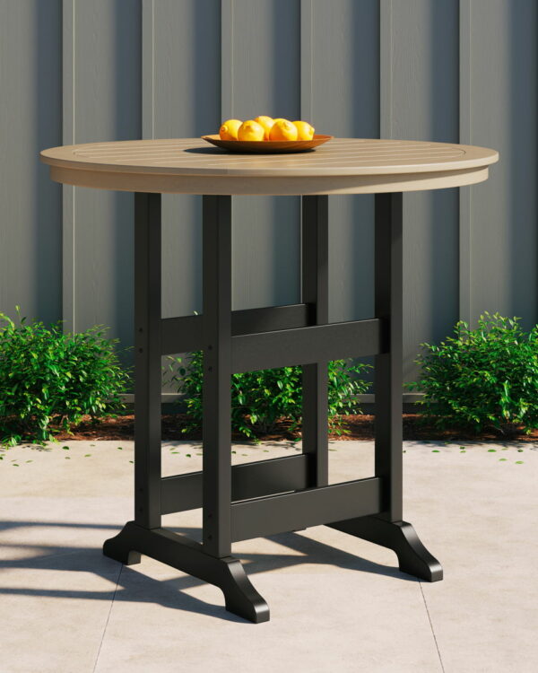 Fairen Trail - Black / Driftwood - Round Bar Table W/Umb Opt - Image 6