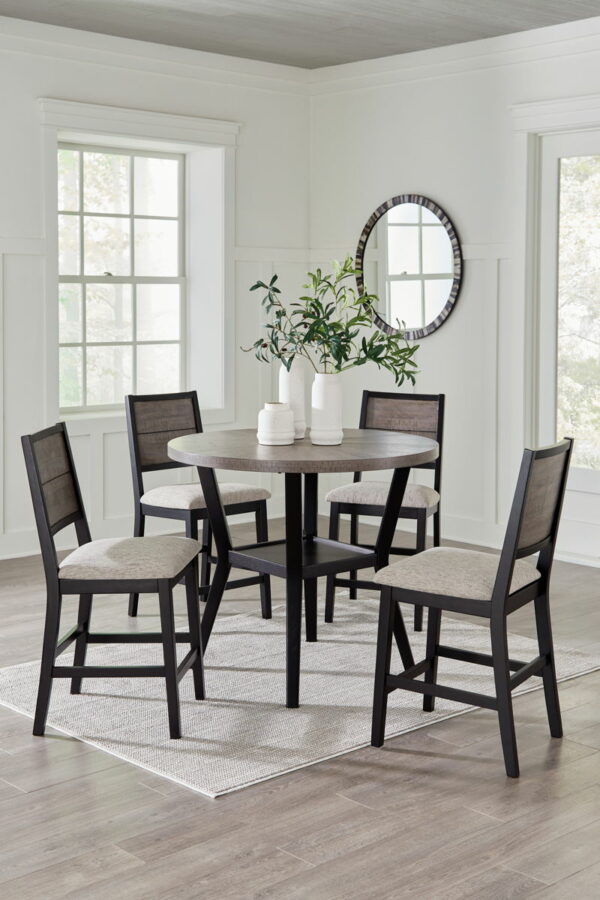 Corloda - Black / Gray - Round Counter Table Set (Set of 5) - Image 12