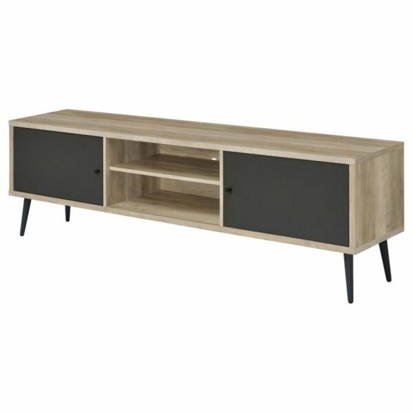 Allie - TV Stand - Antique Pine And Gray - Image 9