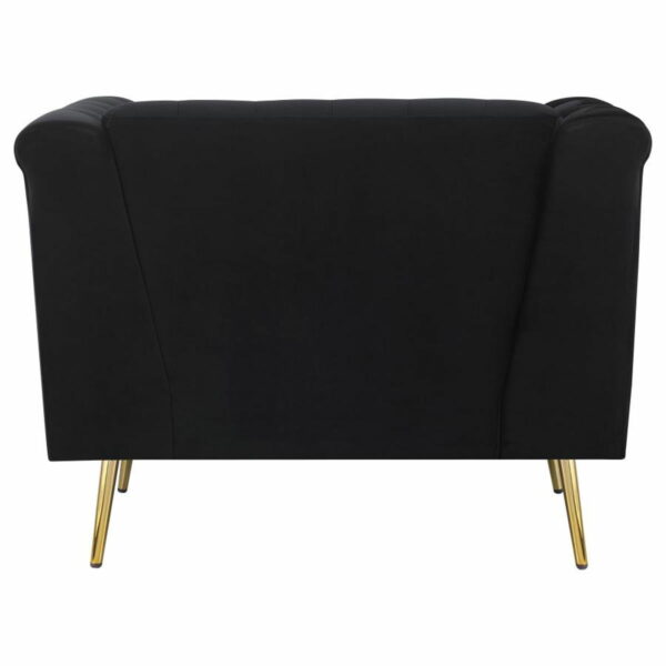 Holly - Tuxedo Arm Tufted Back Chair - Black - Image 2