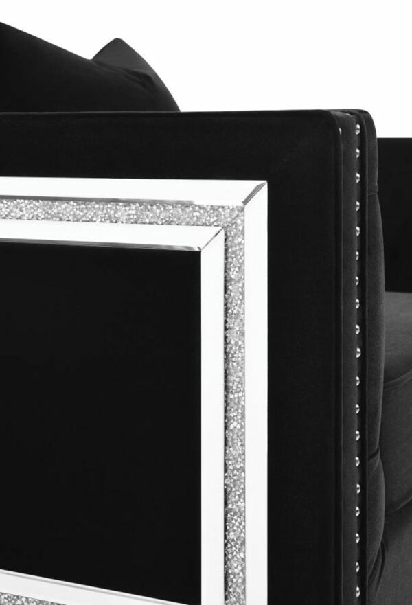 Delilah - Upholstered Tufted Tuxedo Arm Sofa - Black - Image 6